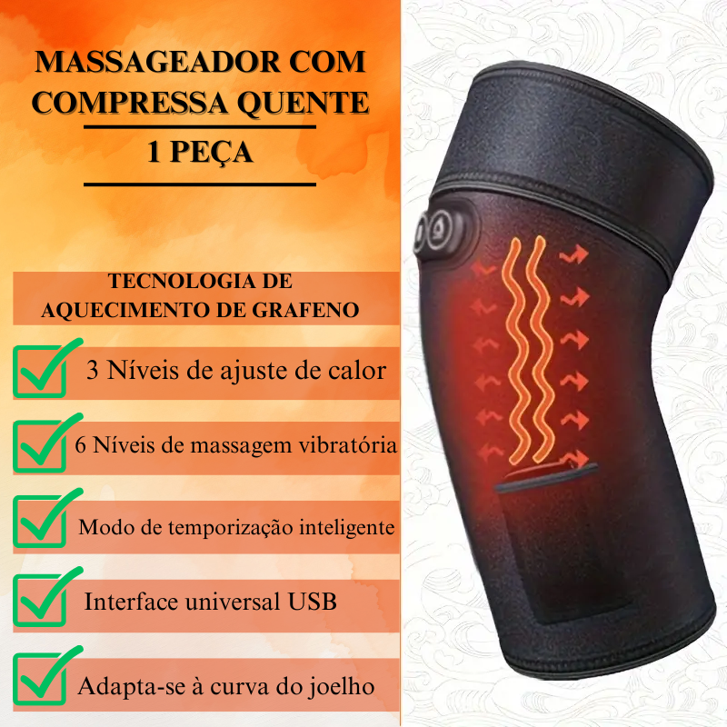 Massageador de joelho aquecido recarregável para massagem relaxante - Vibração e calor ajustável - Aquecimento e cuidado das articulações do joelho para pessoas de meia-idade e idosos